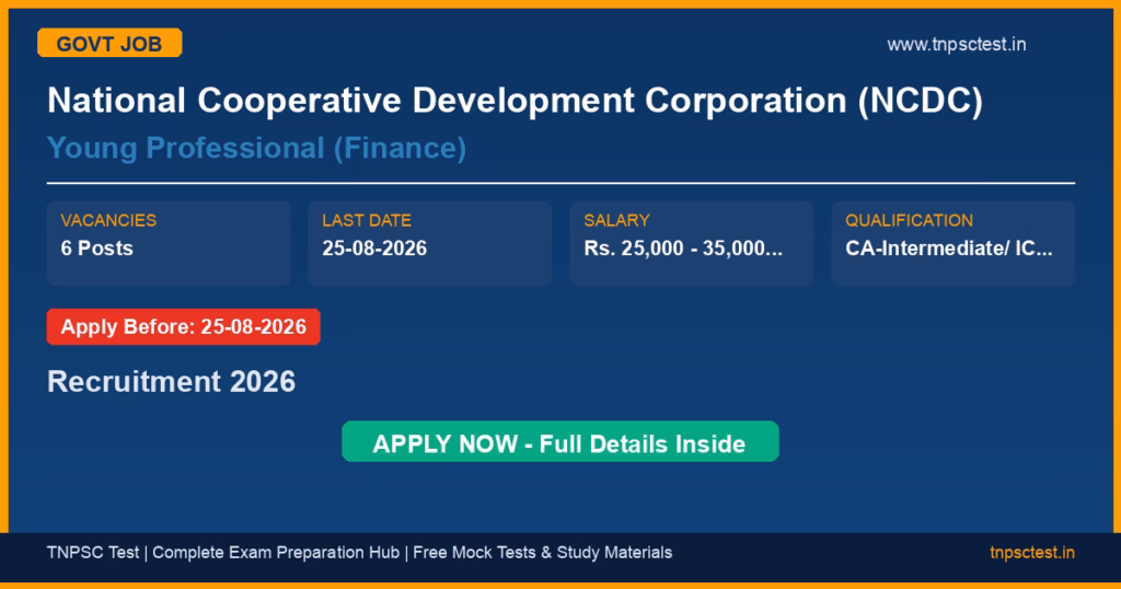 National Cooperative Development Corporation (NCDC) Young Professional (Finance) Recruitment 2026