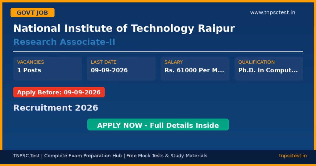 National Institute of Technology Raipur Research Associate-II Recruitment 2026