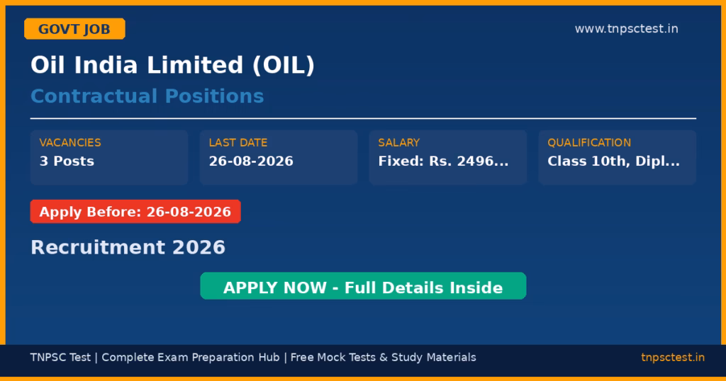 Oil India Limited (OIL) Contractual Positions Recruitment 2026