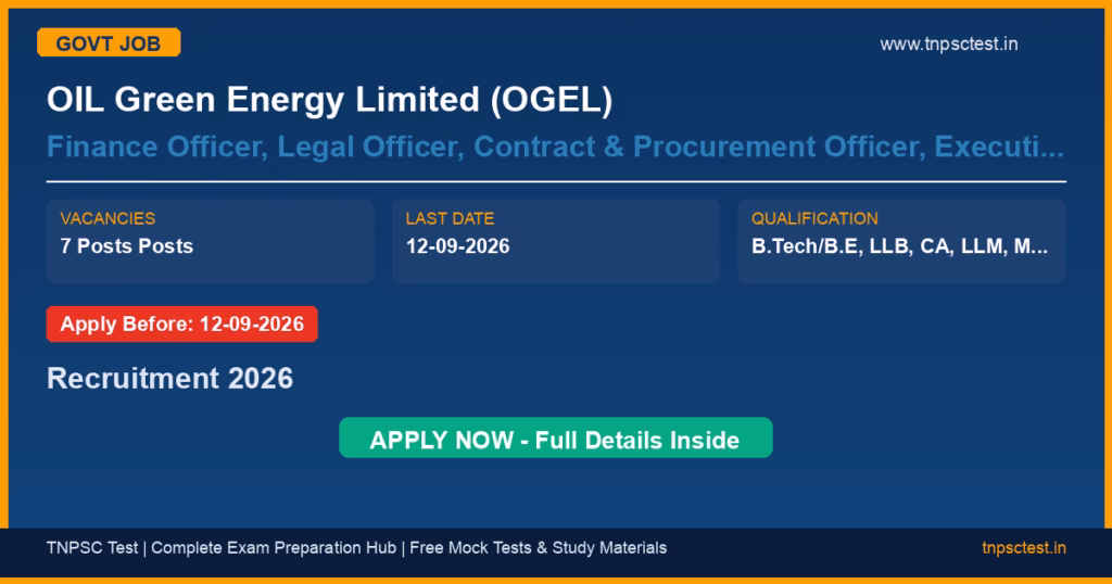 OIL Green Energy Limited (OGEL) Finance Officer, Legal Officer, Contract & Procurement Officer, Executive Officer to CEO, Civil Engineer, Company Secretary Recruitment 2026