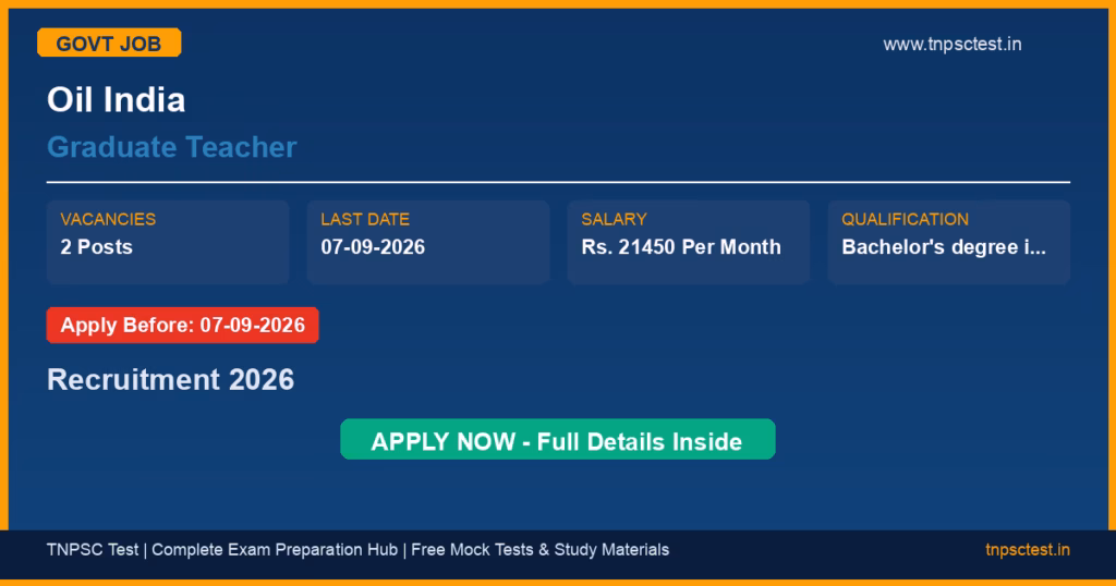 Oil India Graduate Teacher Recruitment 2026