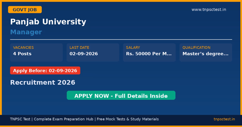 Panjab University Manager Recruitment 2026