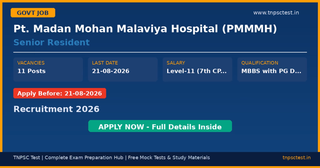 Pt. Madan Mohan Malaviya Hospital (PMMMH) Senior Resident Recruitment 2026
