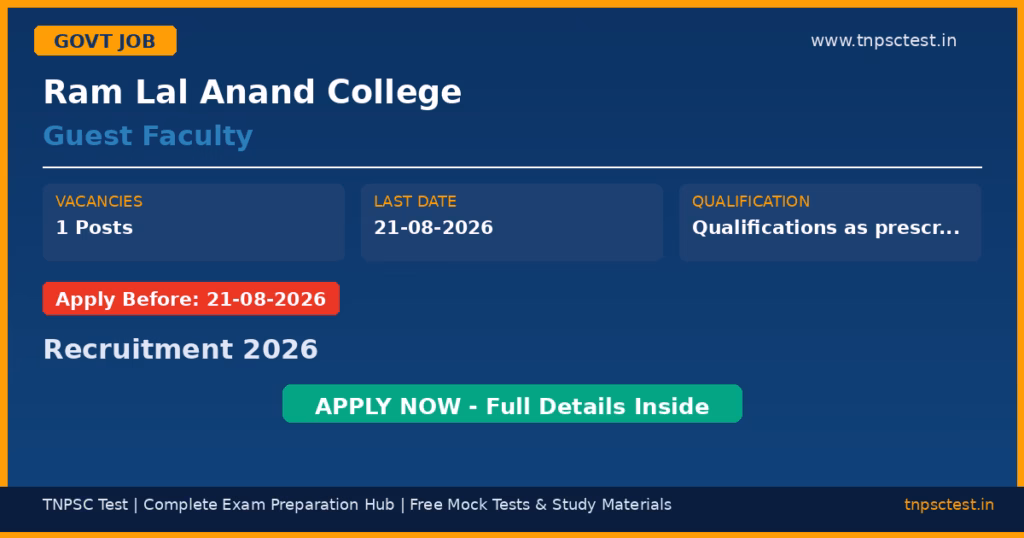 Ram Lal Anand College Guest Faculty Recruitment 2026