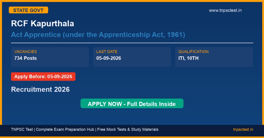RCF Kapurthala Act Apprentice (under the Apprenticeship Act, 1961) Recruitment 2026
