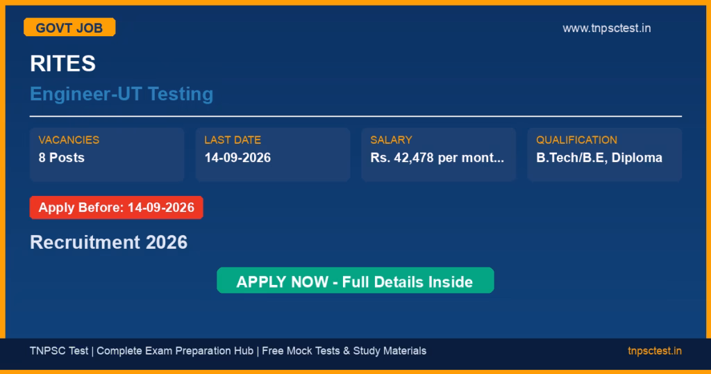 RITES Engineer-UT Testing Recruitment 2026