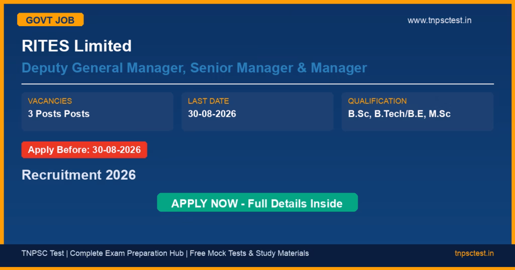 RITES Limited Deputy General Manager, Senior Manager & Manager Recruitment 2026