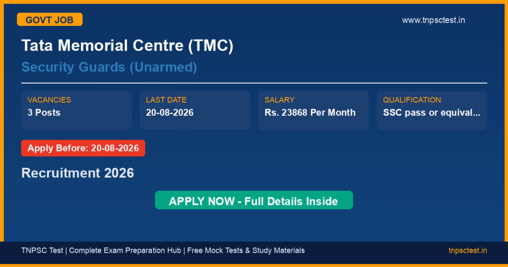 Tata Memorial Centre (TMC) Security Guards (Unarmed) Recruitment 2026