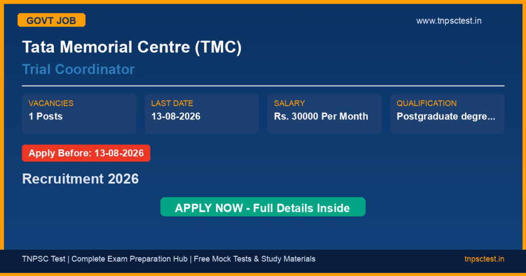 Tata Memorial Centre (TMC) Trial Coordinator Recruitment 2026