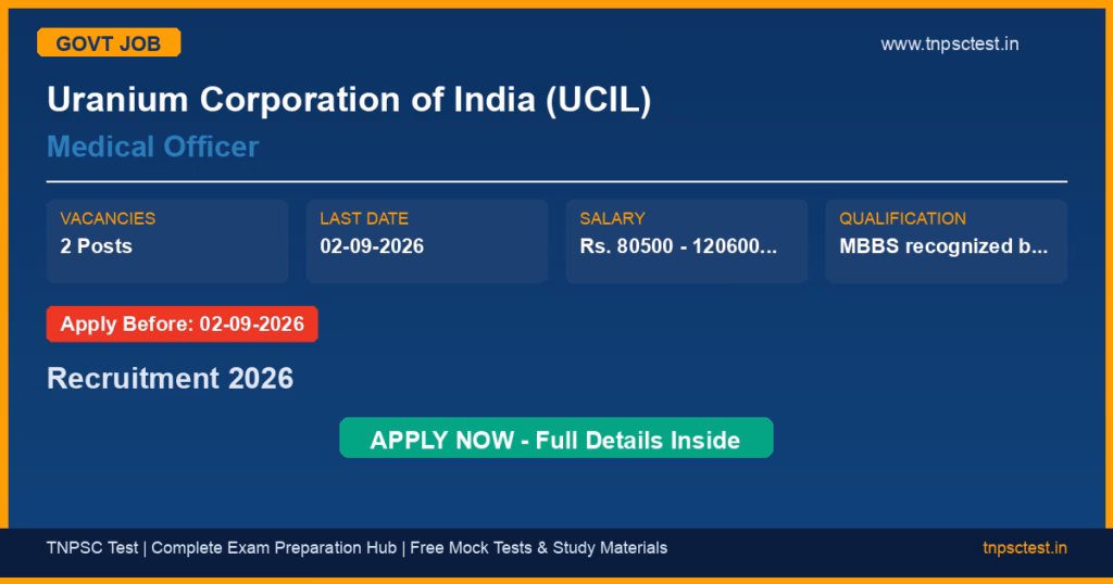 Uranium Corporation of India (UCIL) Medical Officer Recruitment 2026