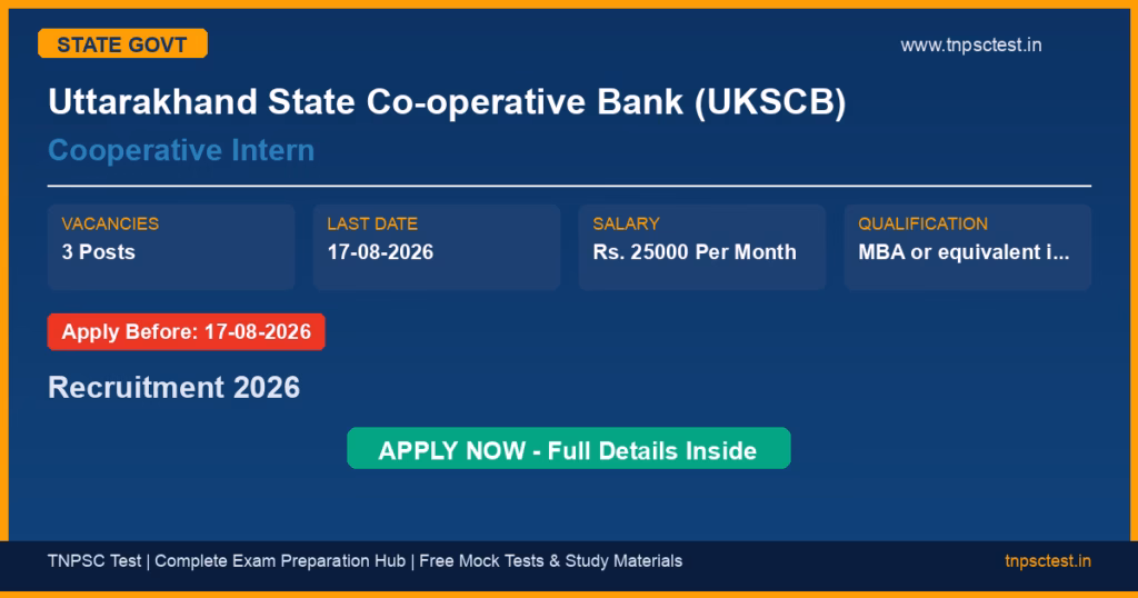 Uttarakhand State Co-operative Bank (UKSCB) Cooperative Intern Recruitment 2026