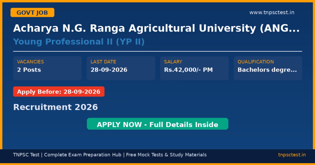 Acharya N.G. Ranga Agricultural University (ANGRAU) Young Professional II (YP II) Recruitment 2026