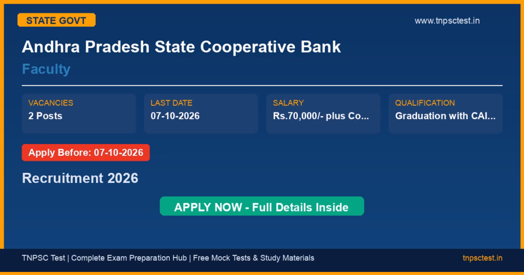 Andhra Pradesh State Cooperative Bank Faculty Recruitment 2026
