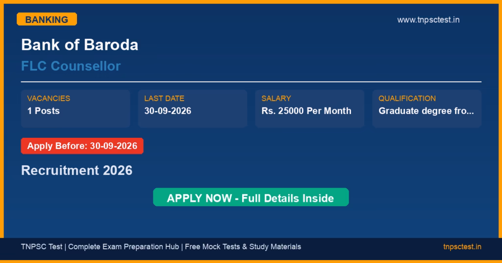 Bank of Baroda FLC Counsellor Recruitment 2026