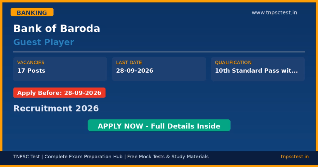 Bank of Baroda Guest Player Recruitment 2026
