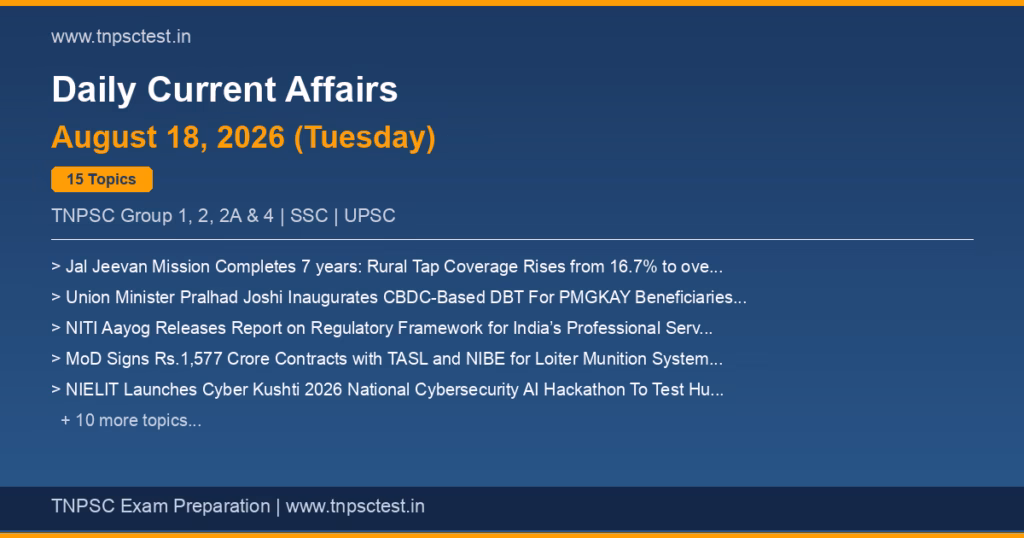 15 current affairs topics for 2026-08-18