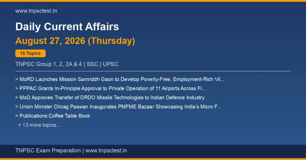18 current affairs topics for 2026-08-27