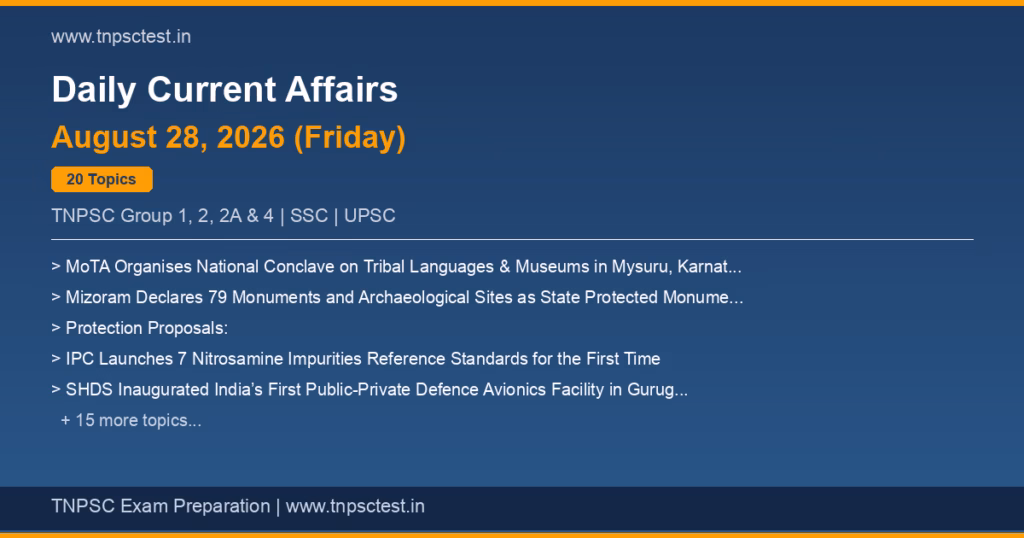 20 current affairs topics for 2026-08-28