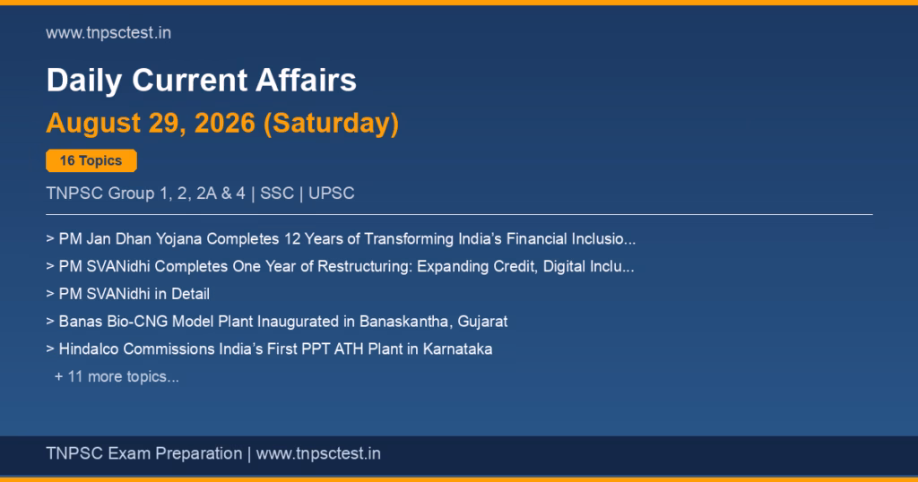 16 current affairs topics for 2026-08-29