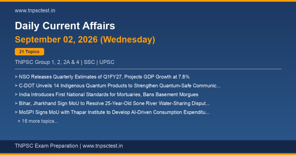 21 current affairs topics for 2026-09-02