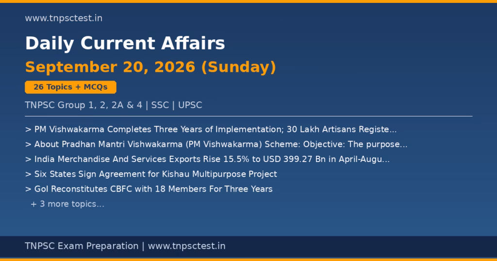 TNPSC Daily Current Affairs September 20, 2026 banner