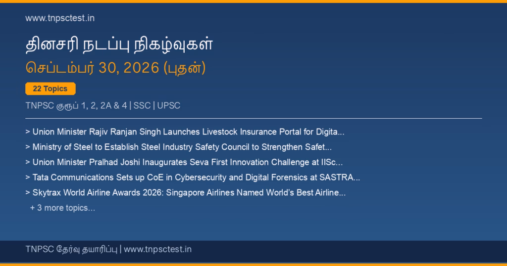 TNPSC நடப்பு நிகழ்வுகள் September 30, 2026 banner