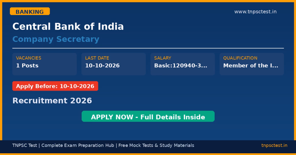 Central Bank of India Company Secretary Recruitment 2026
