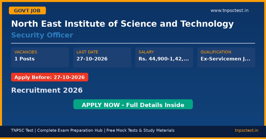 North East Institute of Science and Technology Security Officer Recruitment 2026