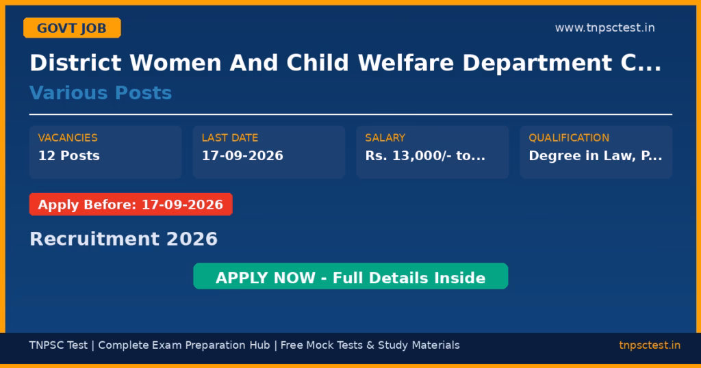 District Women And Child Welfare Department Chittoor Various Posts Recruitment 2026