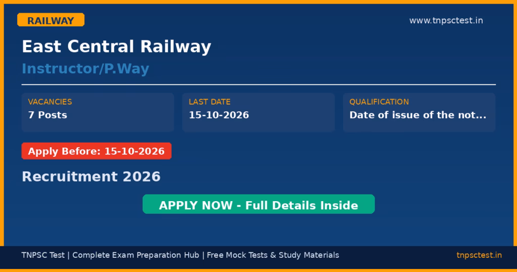 East Central Railway Instructor/P.Way Recruitment 2026