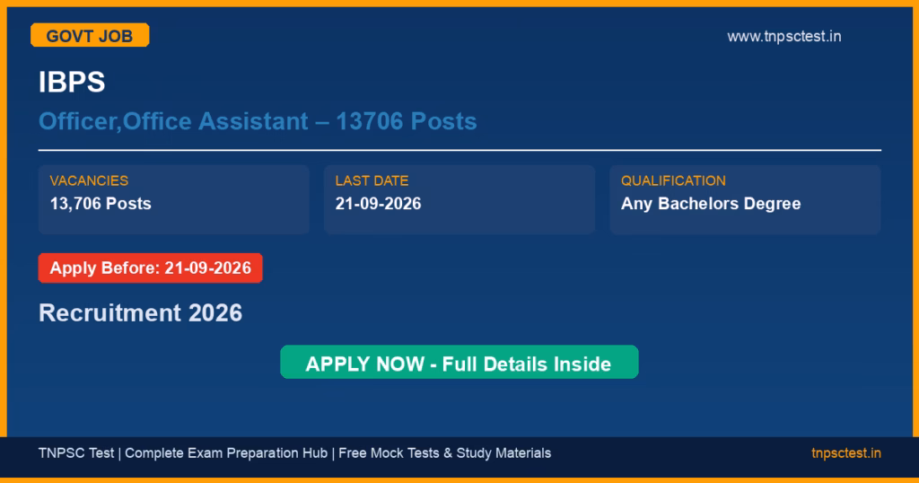 IBPS Officer,Office Assistant – 13706 Posts Recruitment 2026