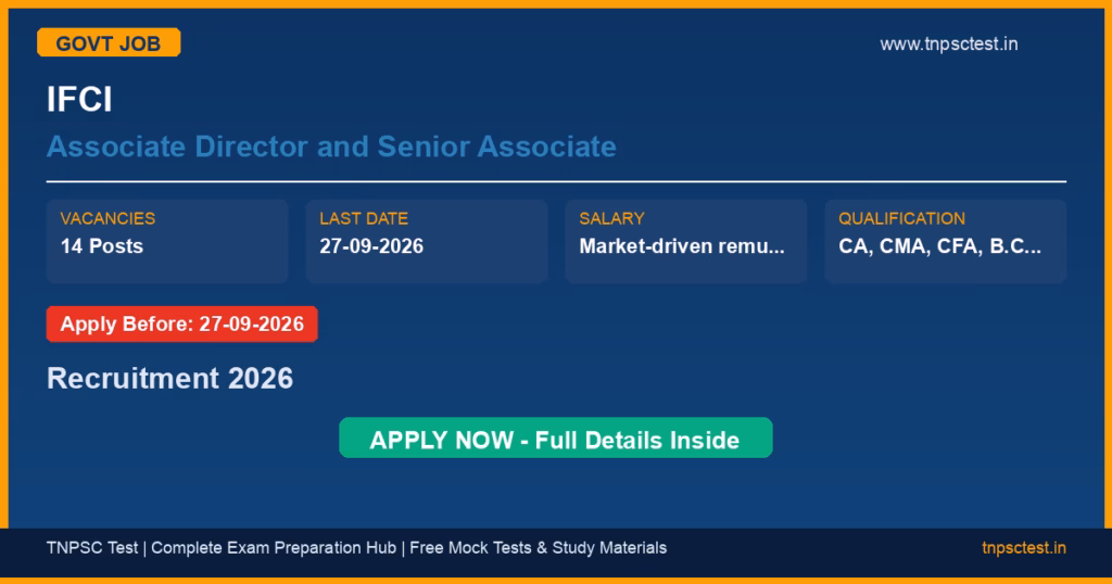 IFCI Associate Director and Senior Associate Recruitment 2026