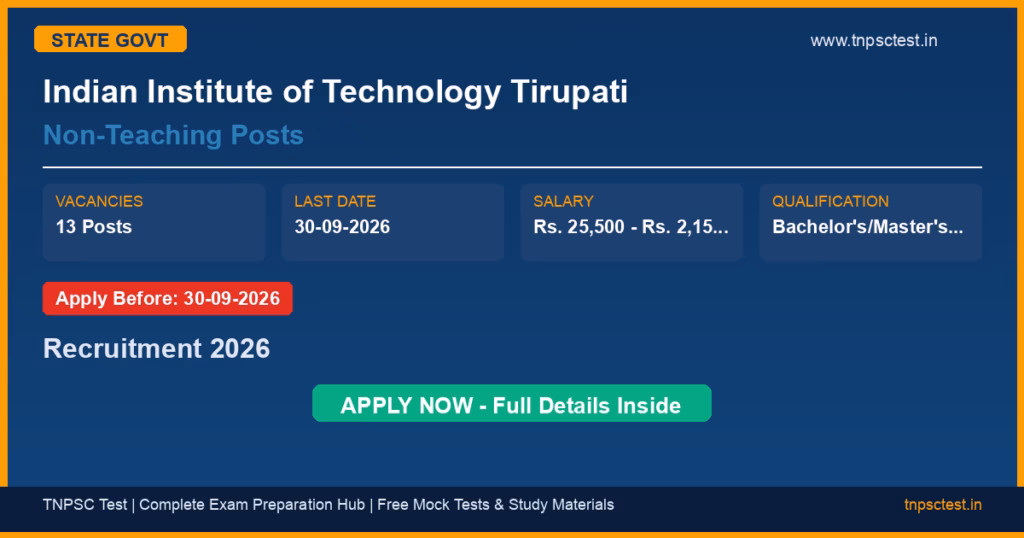 Indian Institute of Technology Tirupati Non-Teaching Posts Recruitment 2026