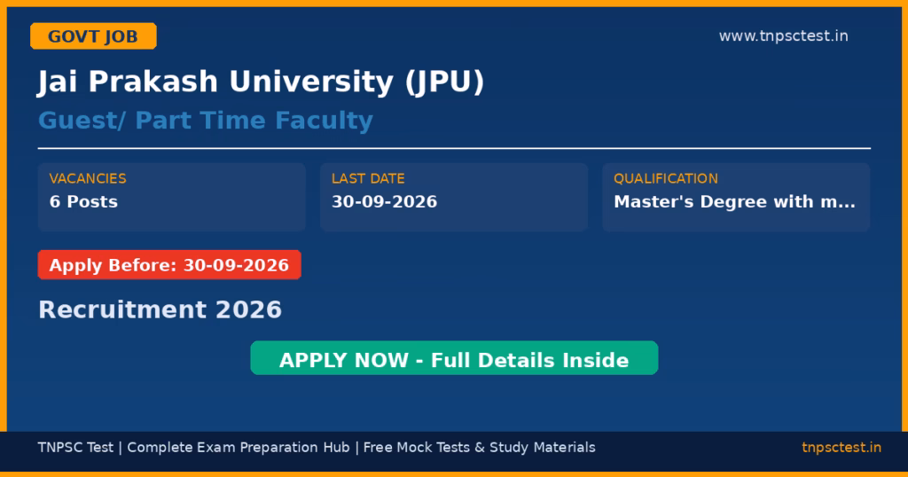 Jai Prakash University (JPU) Guest/ Part Time Faculty Recruitment 2026