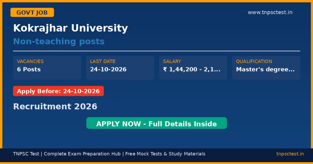 Kokrajhar University Non-teaching posts Recruitment 2026