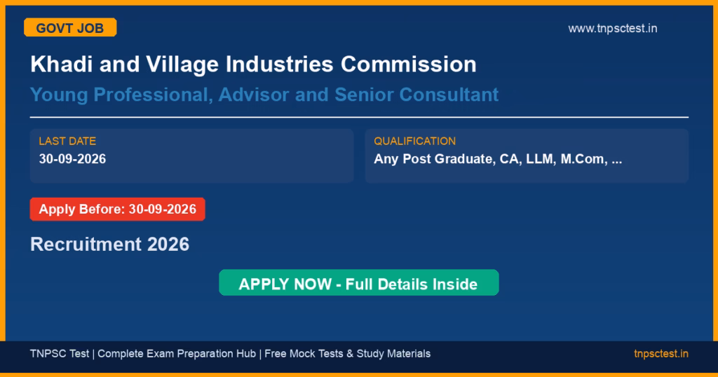 Khadi and Village Industries Commission Young Professional, Advisor and Senior Consultant Recruitment 2026