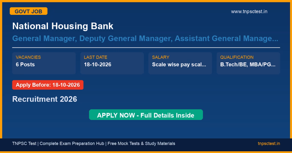 National Housing Bank General Manager, Deputy General Manager, Assistant General Manager, Manager Recruitment 2026