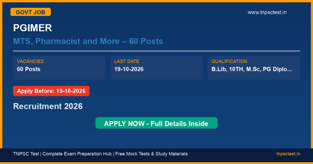 PGIMER MTS, Pharmacist and More – 60 Posts Recruitment 2026