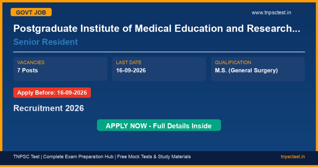 Postgraduate Institute of Medical Education and Research (PGIMER) Senior Resident Recruitment 2026