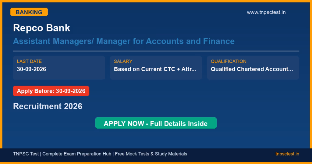 Repco Bank Assistant Managers/ Manager for Accounts and Finance Recruitment 2026