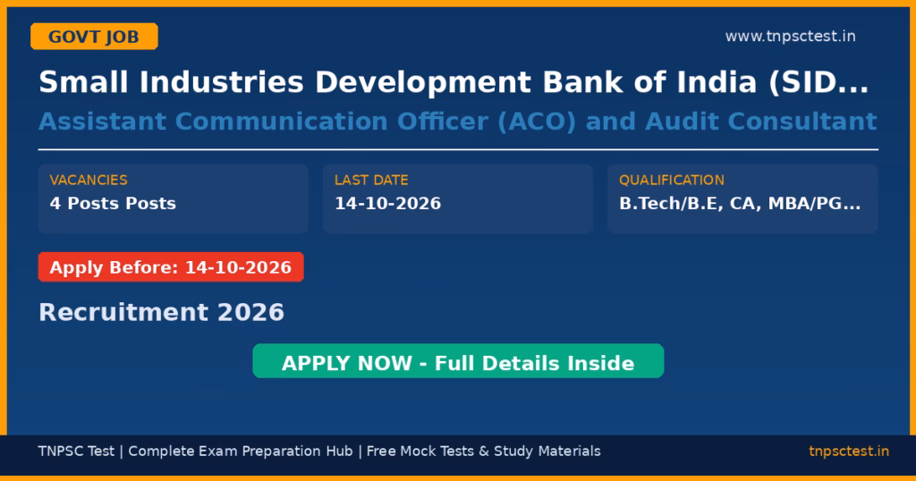 Small Industries Development Bank of India (SIDBI) Assistant Communication Officer (ACO) and Audit Consultant Recruitment 2026