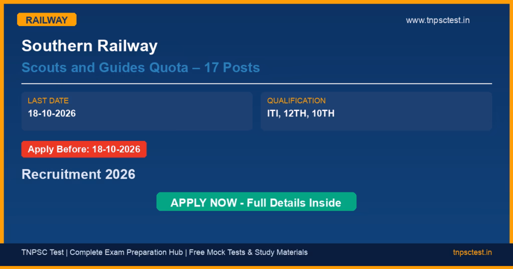 Southern Railway Scouts and Guides Quota – 17 Posts Recruitment 2026