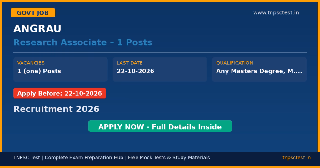 ANGRAU Research Associate – 1 Posts Recruitment 2026