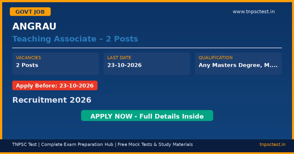 ANGRAU Teaching Associate – 2 Posts Recruitment 2026