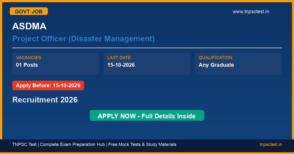 ASDMA Project Officer (Disaster Management) Recruitment 2026