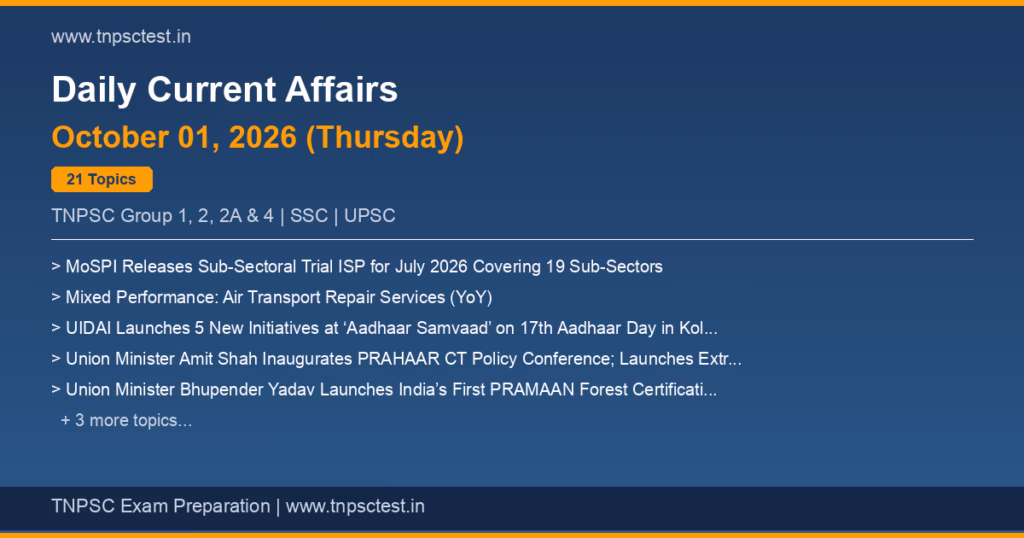 TNPSC Daily Current Affairs October 01, 2026 banner