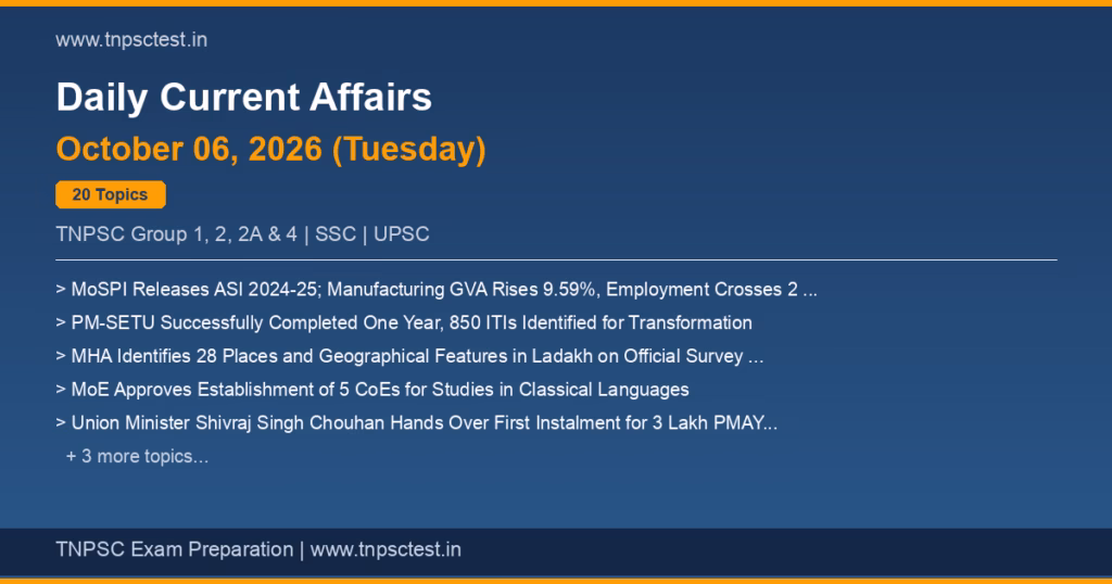 TNPSC Daily Current Affairs October 06, 2026 banner