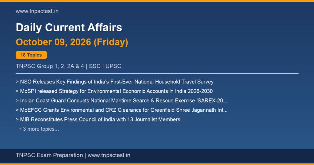 TNPSC Daily Current Affairs October 09, 2026 banner