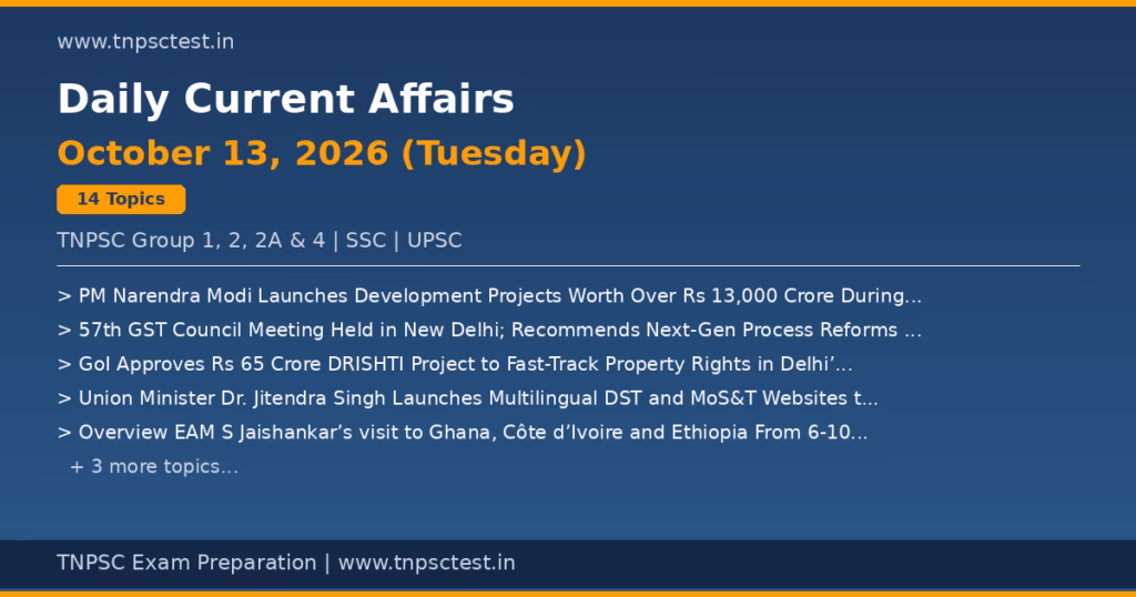 TNPSC Daily Current Affairs October 13, 2026 banner
