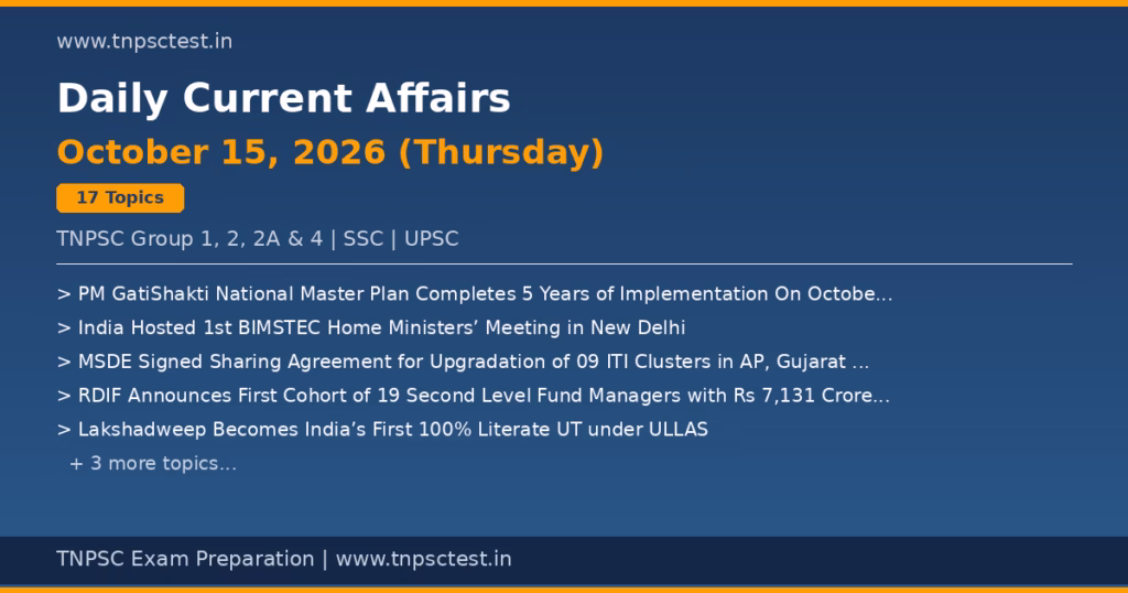 TNPSC Daily Current Affairs October 15, 2026 banner